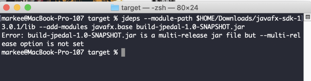 multijar warning message